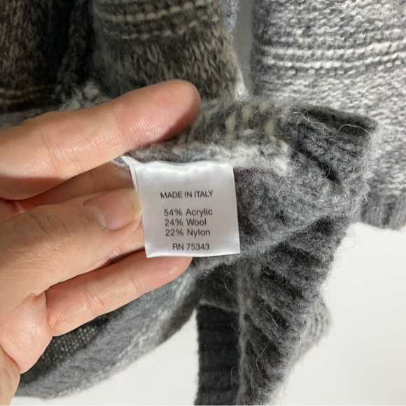 Maryline Italian Made Wool Blend Grey & White Tunic Length Button-Up Sweater LG - Picture 15 of 16